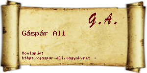 Gáspár Ali névjegykártya